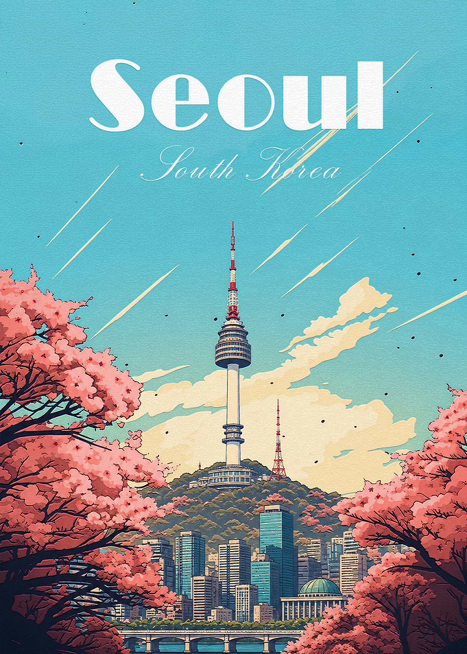 Seoul South Korea Travel Poster