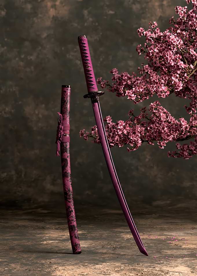 Purple Katana with Cherry Blossoms