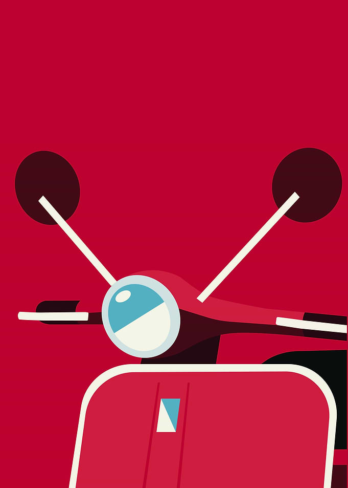 Minimalist Red Scooter Illustration