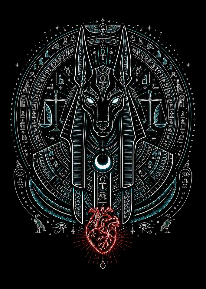 Anubis Egyptian God Heart Illustration