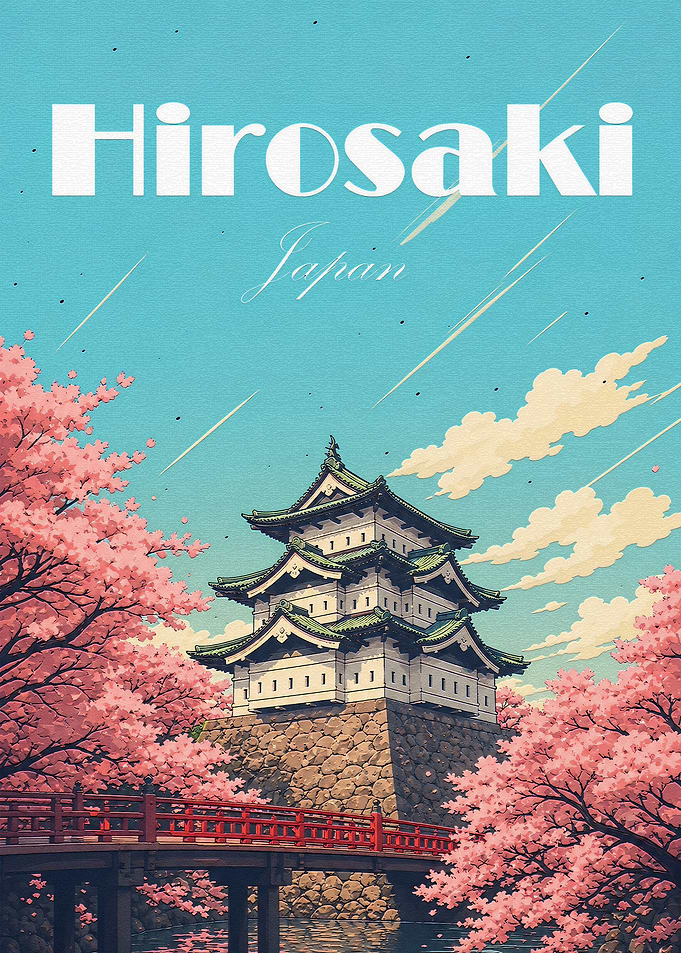 Hirosaki Castle Japan Travel Poster