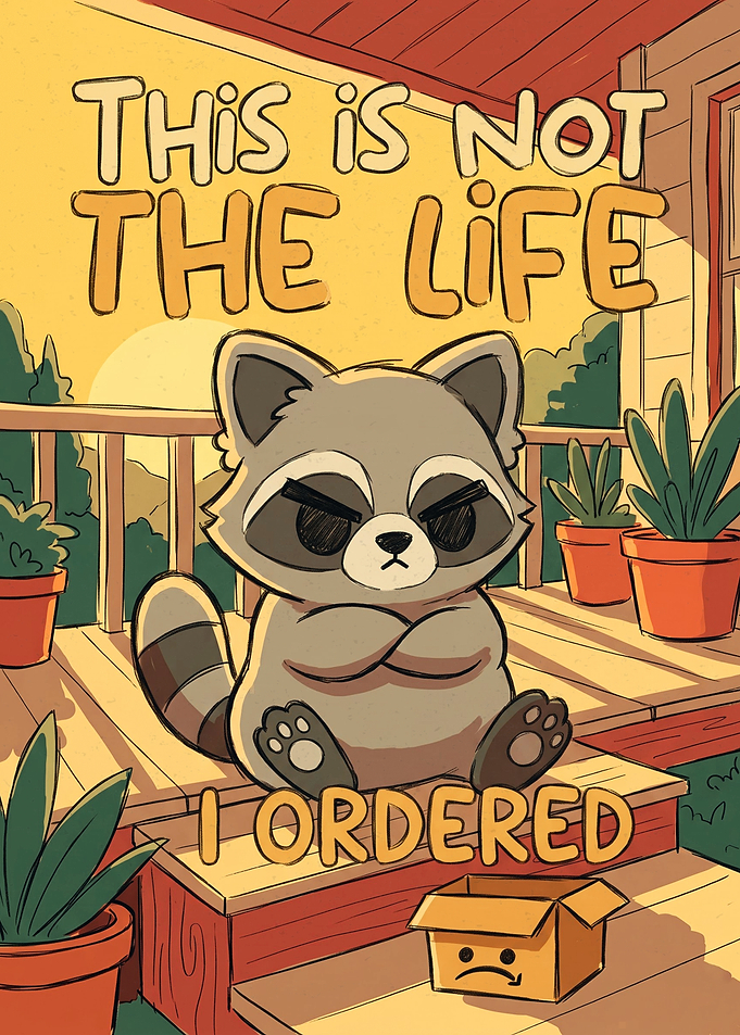 Grumpy Raccoon With Wrong Delivery