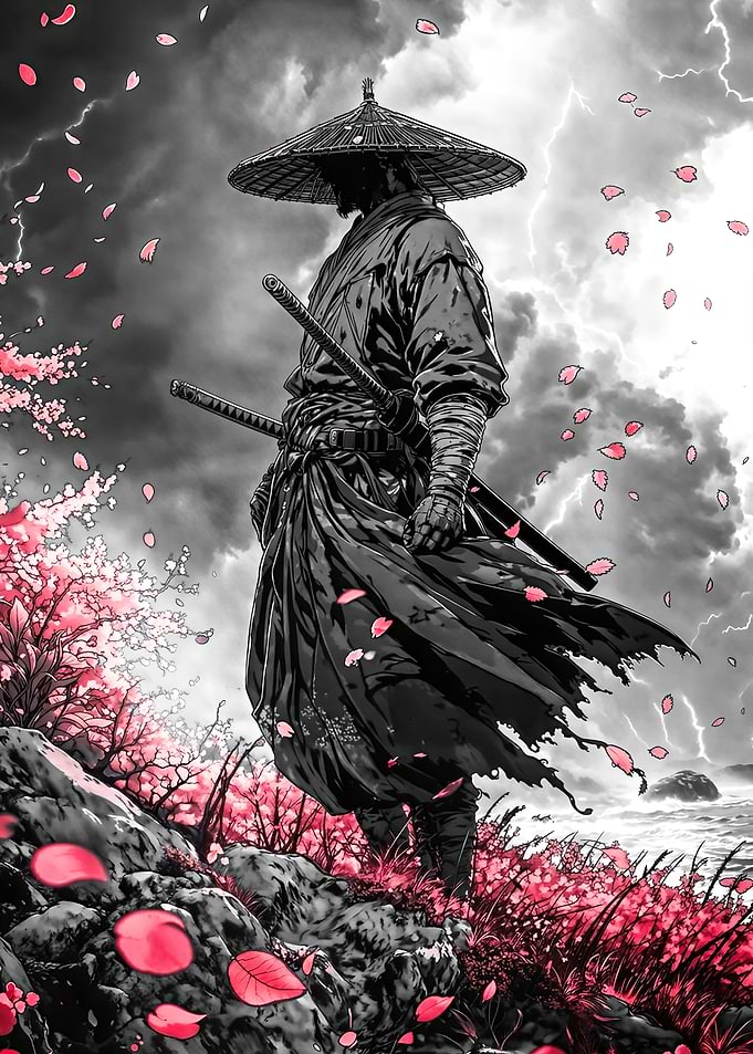 Samurai Warrior Cherry Blossoms