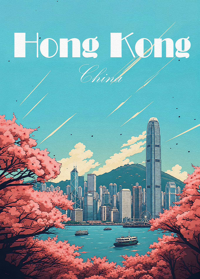 Vintage Style Hong Kong Travel Poster