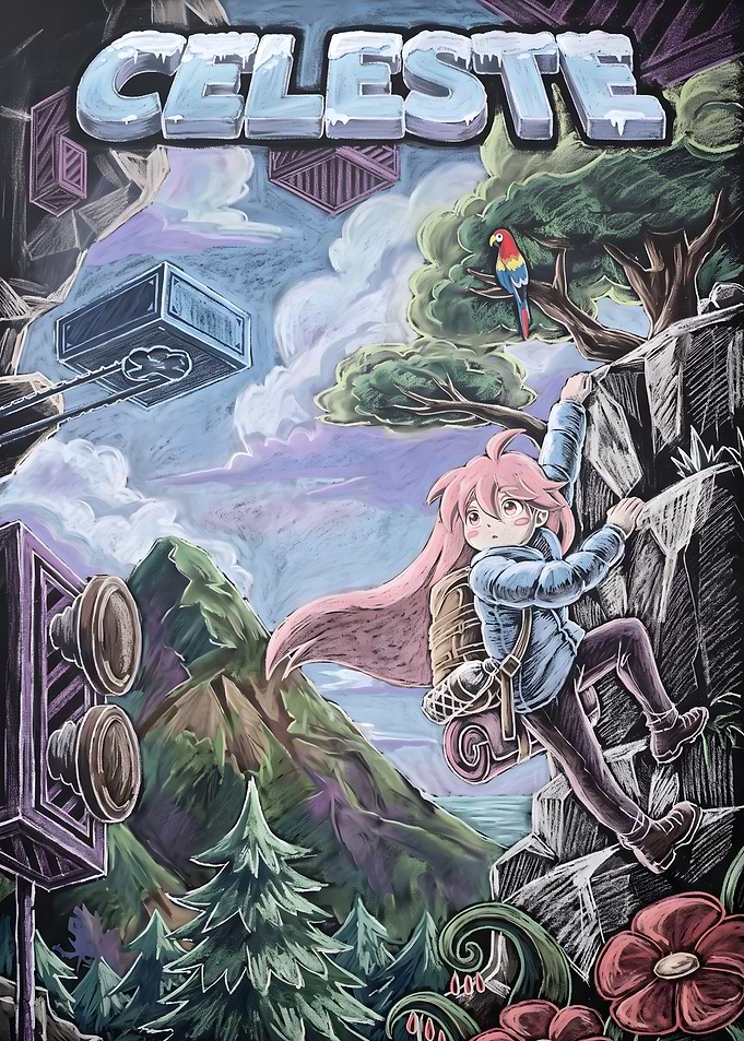 Celeste Game Chalk Art Poster
