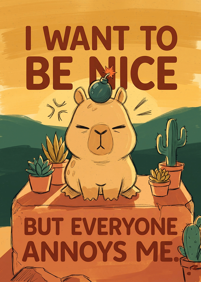 Funny Capybara With Bomb Illustration