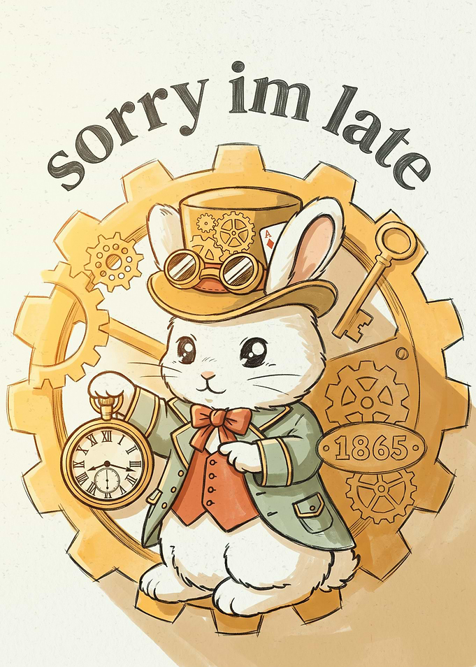 Steampunk White Rabbit Alice in Wonderland