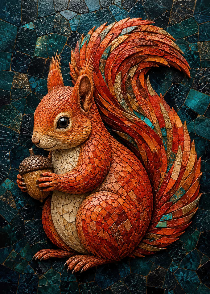 Intricate Mosaic Squirrel Art