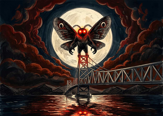 Mothman Perched on Bridge