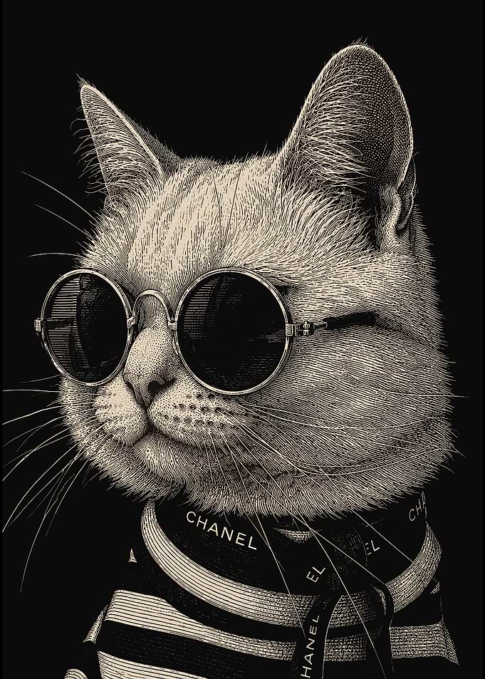 Stylish Cat Wearing Chanel Accessories