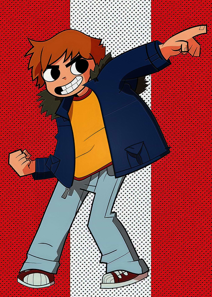 Scott Pilgrim Pointing Character Illustration