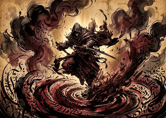 Shadow Assassin in Ink Style