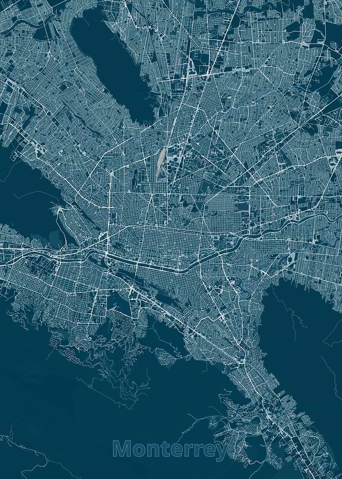 Minimalist Map of Monterrey Mexico
