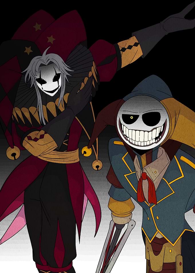 Jester and Skeleton Duo Illustration