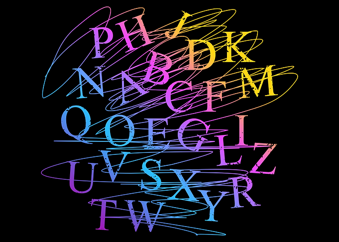 Colorful Alphabet Letters on Scribble Background