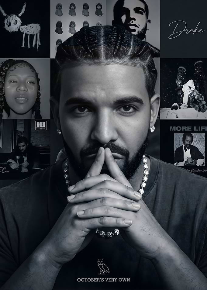 Drake OVO Music Collage Poster