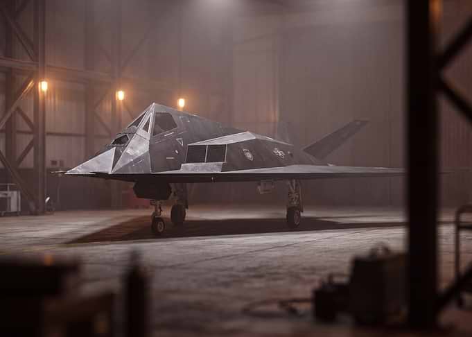 F-117 Nighthawk Stealth Fighter in Hangar