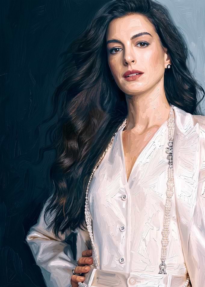 Anne Hathaway Oil Painting Portrait
