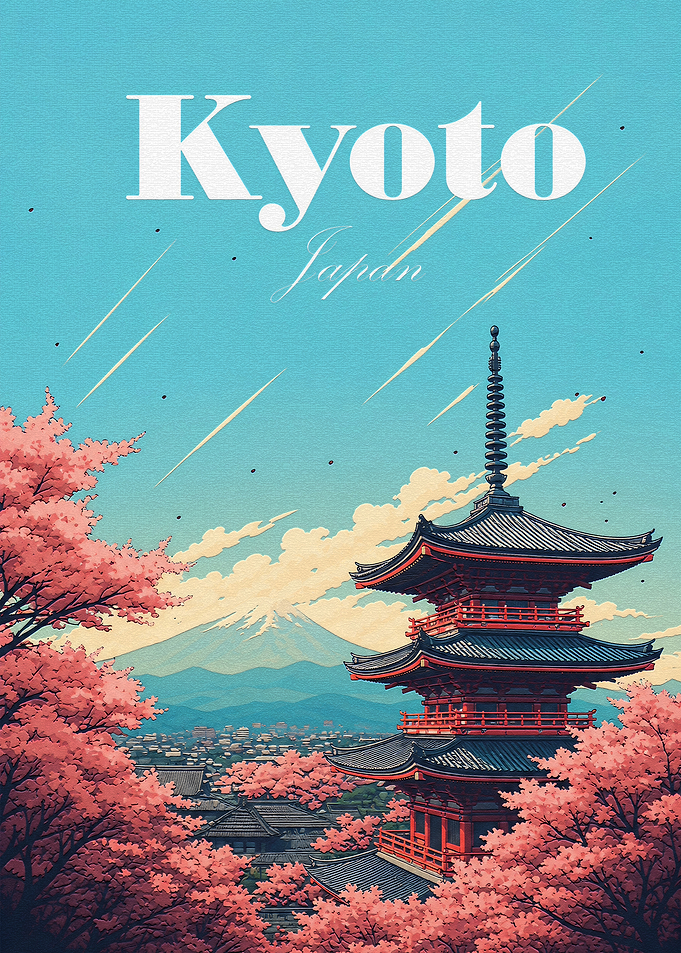 Kyoto Japan Cherry Blossom Travel Poster