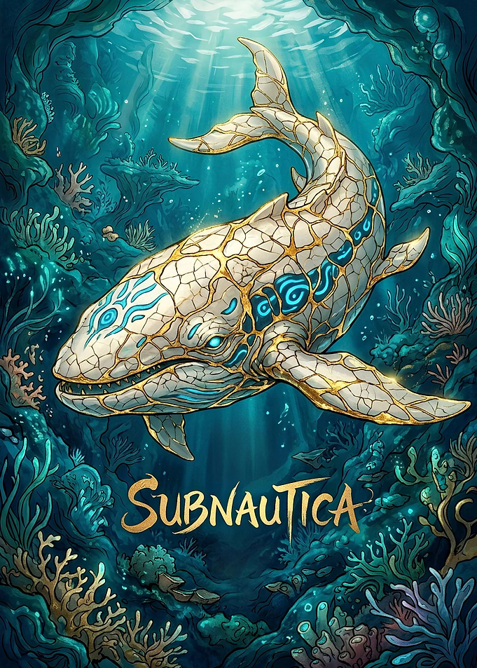 Subnautica Kintsugi Style Whale Art