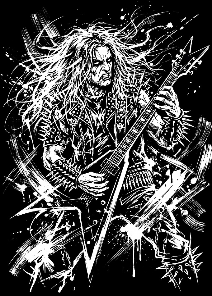 Heavy Metal Guitarist Illustration