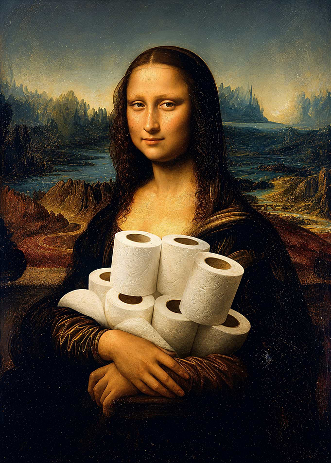Mona Lisa Holding Toilet Paper