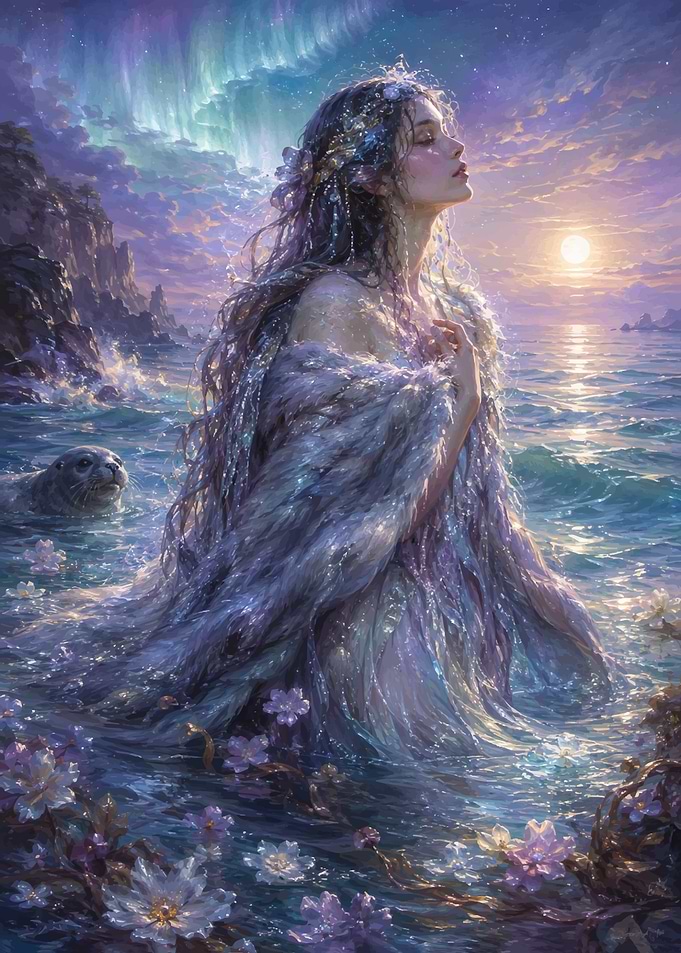 Selkie Emerging from the Ocean