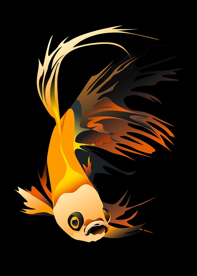 Geometric Betta Fish Portrait Gold Variant