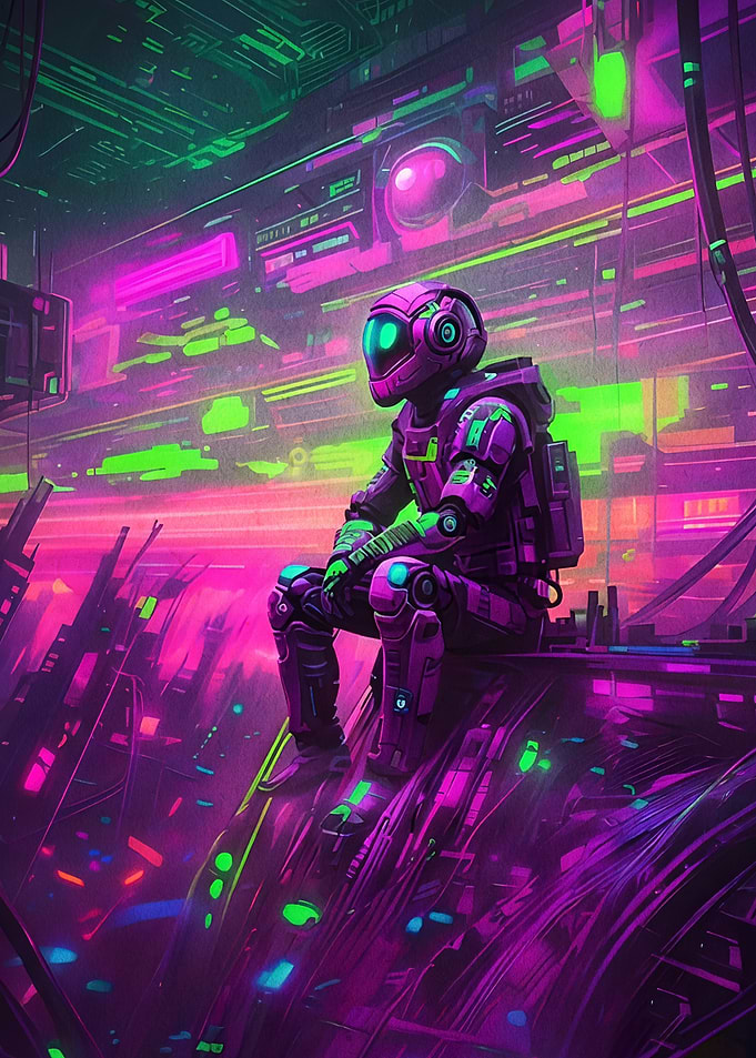 Cyberpunk Astronaut in Neon City