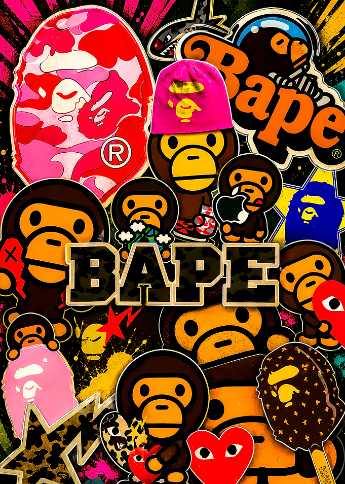 BAPE Brand Collage Graphic Art