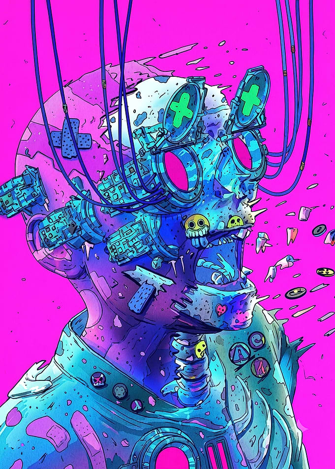 Cybernetic Glitch Art Portrait