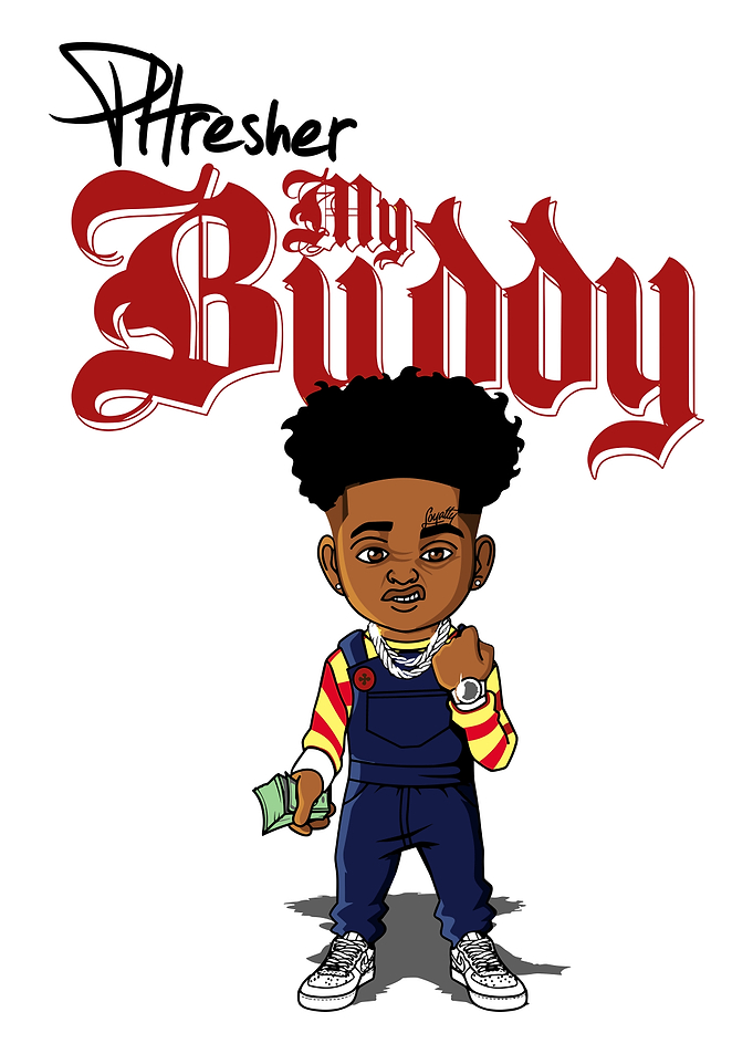 Pthresher My Buddy Cartoon Illustration