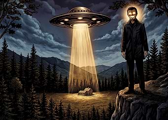 UFO Abduction Over Rural Cabin