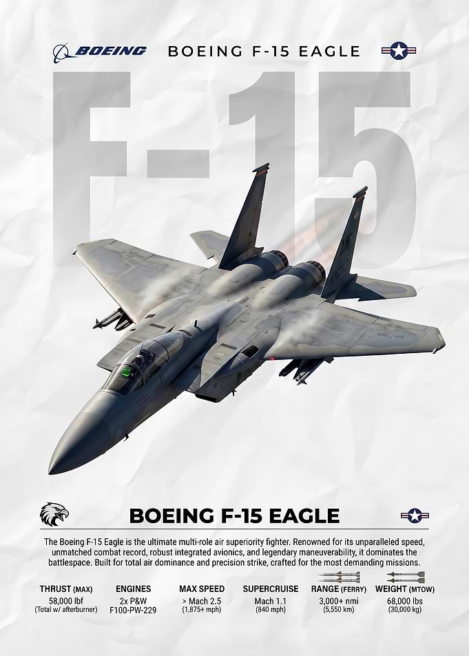 Boeing F-15 Eagle Technical Poster