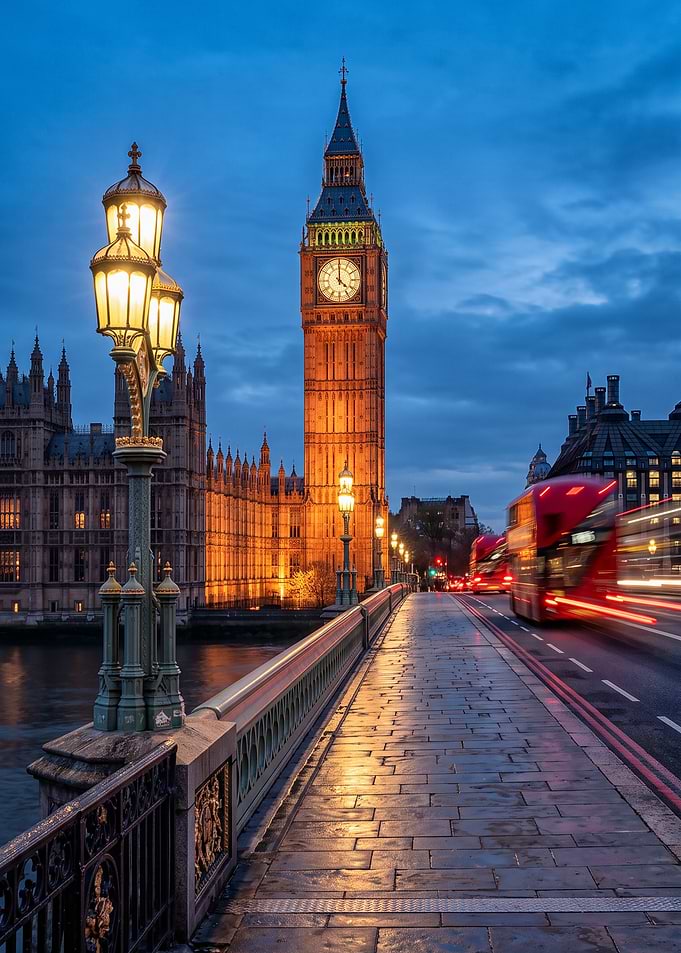 Big Ben and London Bus at Twilight