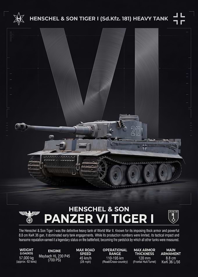 Panzer VI Tiger I Technical Poster