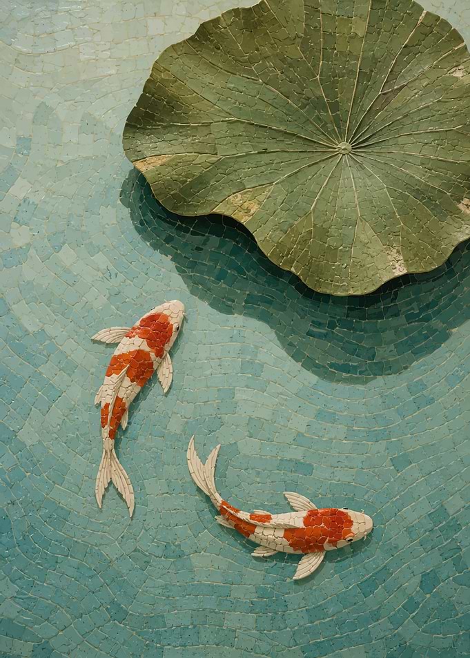 Koi Fish Mosaic Art
