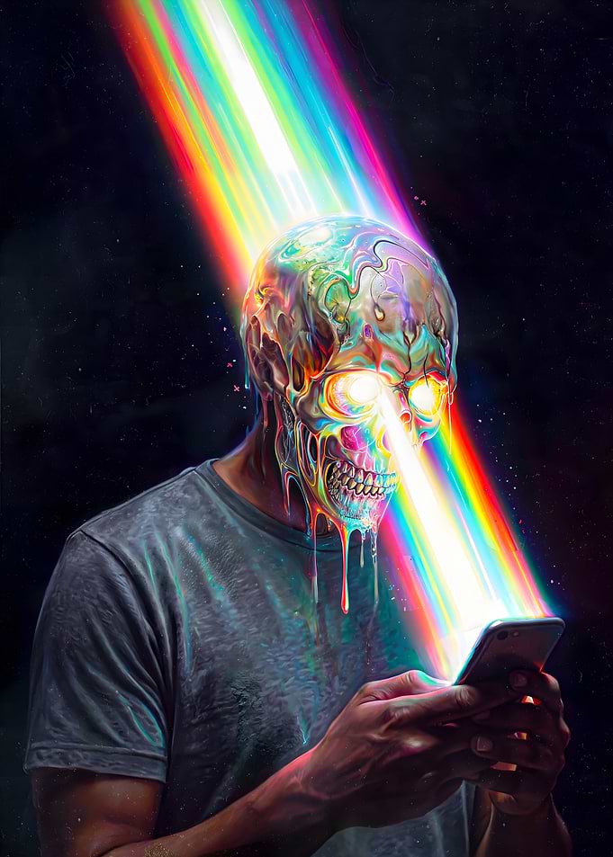 Melting Skull Smartphone Rainbow Beam