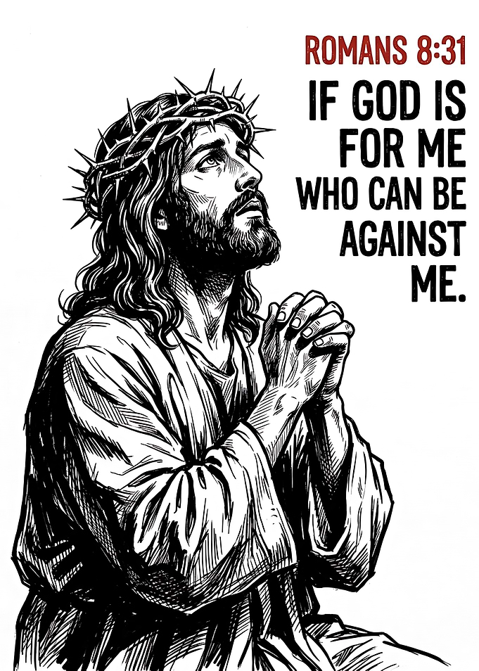 Jesus Christ Romans 8:31 Scripture Art