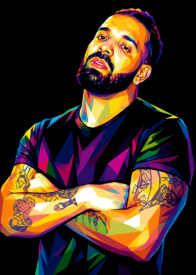 Colorful Geometric Portrait of Drake