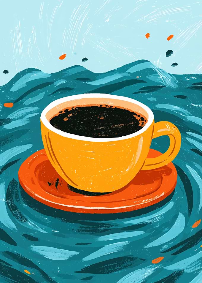 Coffee Cup Floating on Water