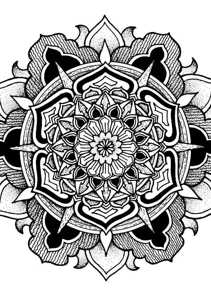 Intricate Black and White Mandala Design