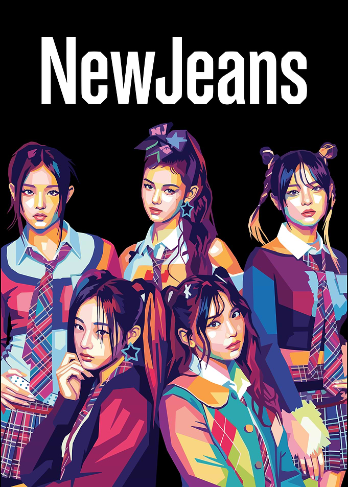 NewJeans K-pop Group Pop Art Portrait