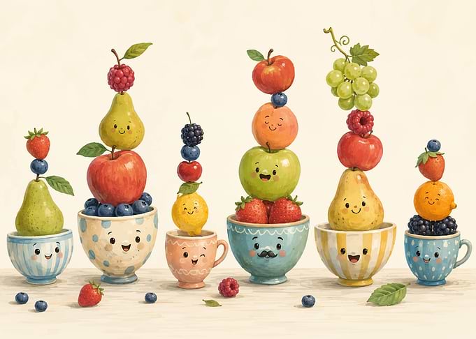 Cute Fruit Stacks in Smiling Cups
