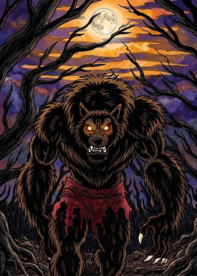 Fierce Werewolf Under Full Moon