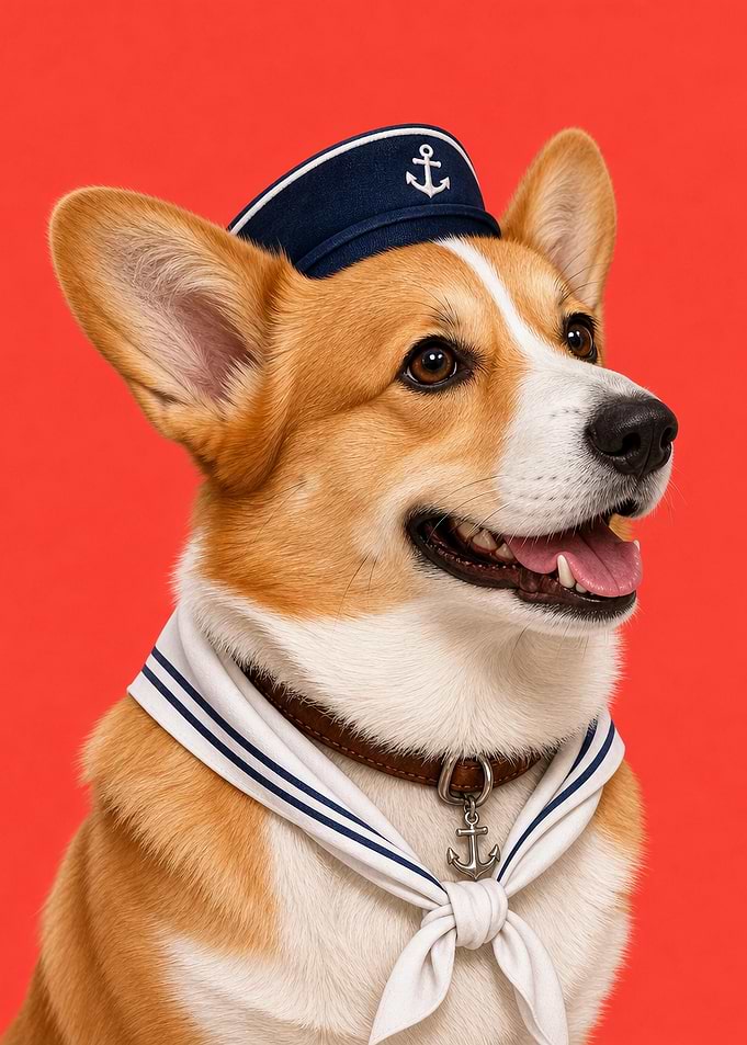 Corgi Sailor Dog Portrait