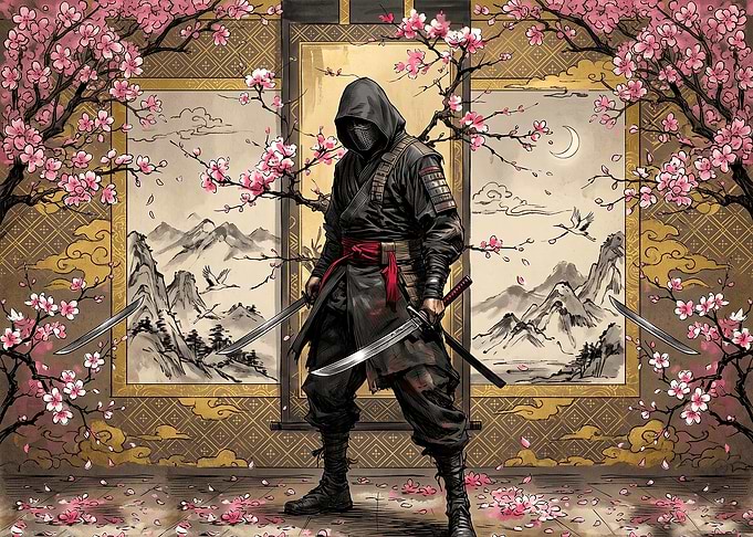Ninja Warrior Amidst Cherry Blossoms