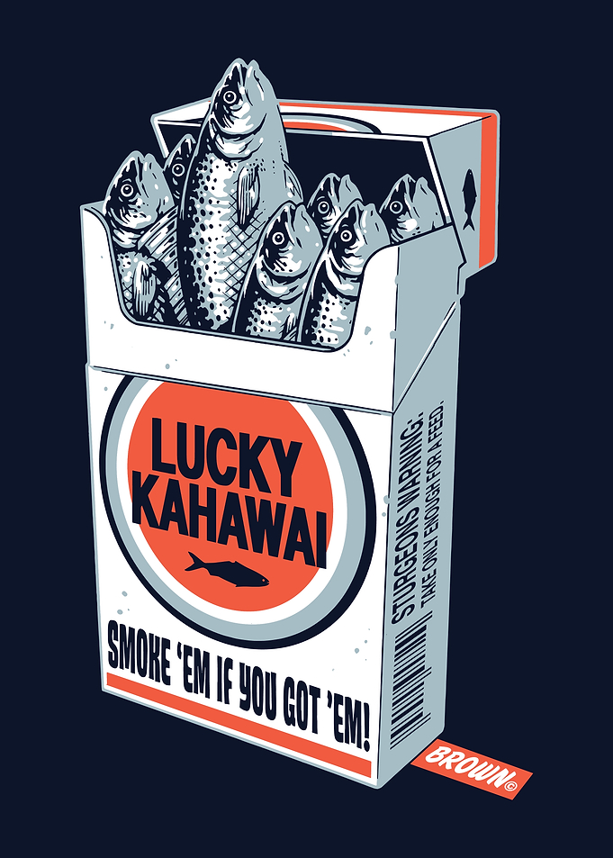 Lucky Kahawai Fish Cigarette Pack Parody