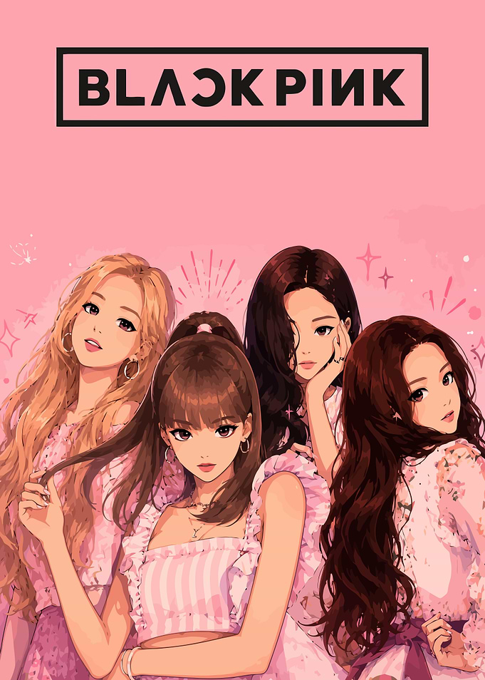Blackpink K-Pop Group Anime Illustration