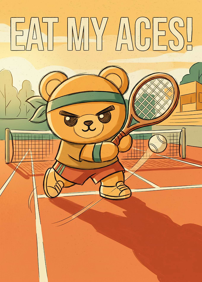 Cute Tennis Bear Poster